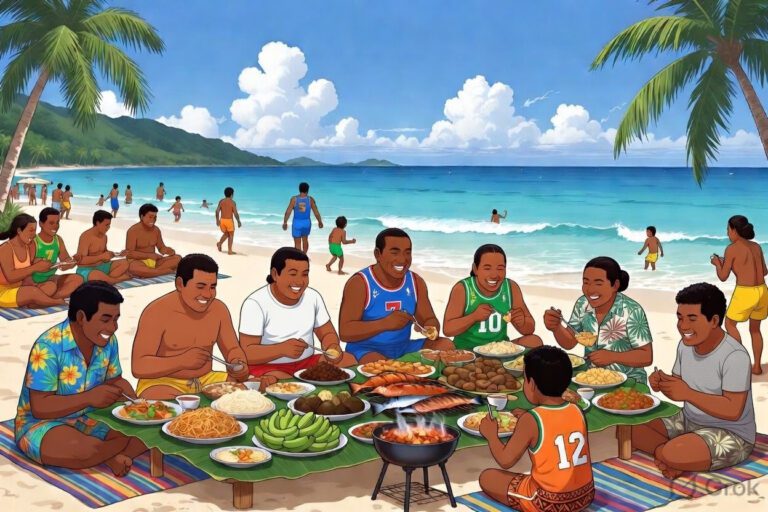 Pacific Island beach gathering